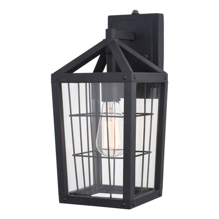 VAXCEL Gage 7-in Black Outdoor Farmhouse Wire Cage Wall Lantern, Dusk to Dawn T0589